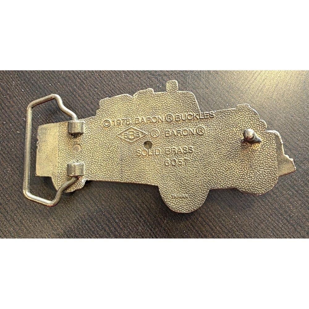 1978 Baron Buckles Solid Brass Fire Engine Belt B… - image 4